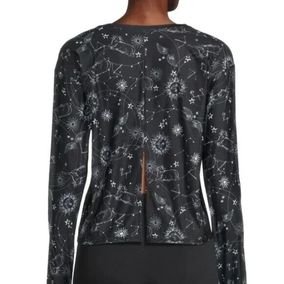 Johnny Was Active Bijou Long Sleeve Flyaway Back Top Tee Women Size L Black - Picture 2 of 16